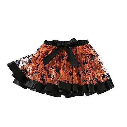Produktbild: Yealoo Mädchen Röcke Halloween Tüllrock Kinder Rock Tulle Tutu Halloween Rock 5-8 Jahre 5-8 Jahre Orange/Schwarz