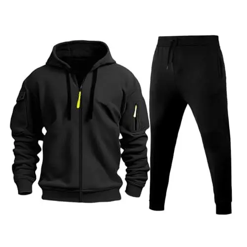 Produktbild: YEBIRAL Jogginganzug Herren 3XL Herren Trainingsanzug Set Sportanzug warm gefüttert Jogginganzug Männer Langarm Tracksuit mit Reißverschlusstaschen Baumwolle Trainingsanzug Deutschland