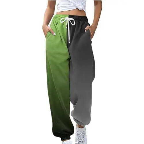 Produktbild: YEBIRAL Meine bestellungen anzeigen 2025 Jogging Hose Damen Jogginghose Damen Mit Taschen Mode Zweifarbiges Patchwork Sporthose LäSsig Weites Bein Trainingshose Elastischem Gerades Bein
