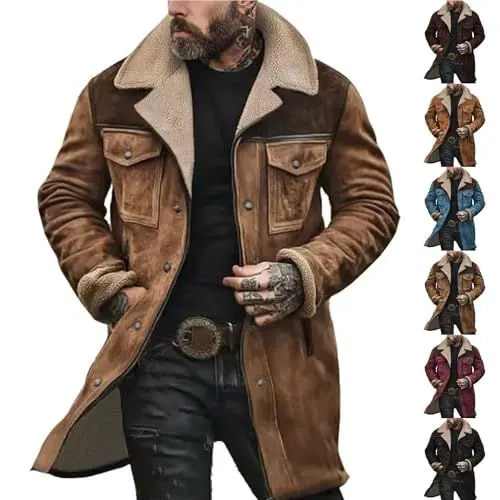 Produktbild: YEBIRAL tweed jacket for men Trenchcoat Herren Jacke Fleecejacke Herren Mit Multi Taschen Ohne Kapuze Einfarbiger Winterjacke ReißVerschluss Fleece Bequem Fit Wintermantel Winter Warm Softshelljacke