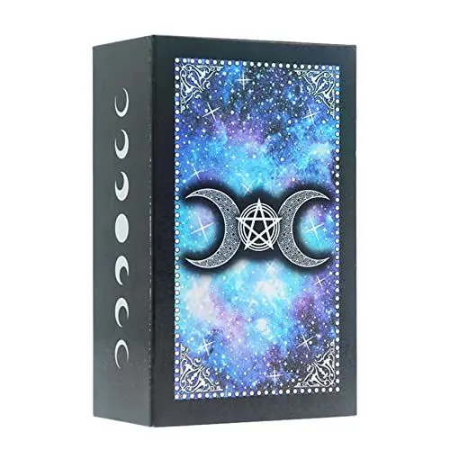 Produktbild: Yedaoiu 78 Klassische Tarotkarten, Goldfolien-Tarotkarten, Deluxe-PVC, Wasserdicht, Wiederverwendbar, Mit Anleitung, Geeignet Für Anfänger Und Professionelle Gelehrte,Mond blau