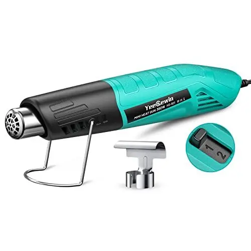 Produktbild: Yeegewin Mini Heißluftpistole, Handheld Heißluftföhn mit 2 Temperatureinstellungen 249°C-455°C, Schnelles Aufheizen Heißluftfön mit Überlastungsschutz, Edelstahldüse für Handwerk, Schrumpffolie
