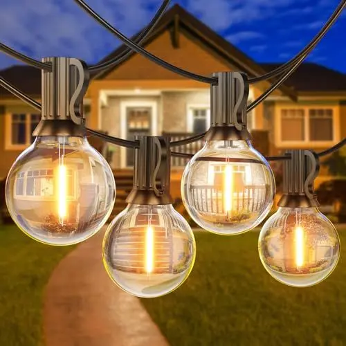 Produktbild: Yeeklab Lichterkette Außen 45M, Outdoor Lichterkette Strom mit 75+2 G40 LED Glühbirnen, Warmweiße 2700K Lichterkette Glühbirnen Wasserdicht für Garten Terrasse Partys