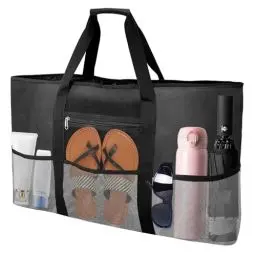 Produktbild: Yeelan Strandtasche XXL Familie, Mesh Strandtasche mit Reißverschluss Shopper-Damen Groß Badetasche,68x38cm Einkaufstasche,Große Tasche, Beach Bag für Strand Reisen Pool Fitnessstudio