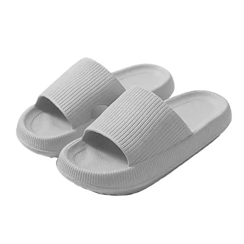 Produktbild: Yeeteepot Herren Damen Badeschlappen Cozislides Dusch Badeschuhe Bequeme Home Slippers Wolke Hausschuhe Badelatschen Sommer rutschfeste Pantoffeln, Grau 40/41 EU