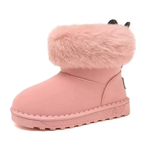 Produktbild: Yeeteepot Mädchen Winterstiefel Warm Gefütterte Schneestiefel Kinder Plüsch Winterschuhe Flach rutschfeste Stiefel Weichsohlen Stiefeletten, B-Rosa 27.5 EU = 29 CN