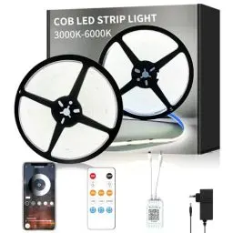 Produktbild: Yeewhale cob Led strip 15m,APP Steuerung,mit Fernbedienung,DC24V 6000k Weiß LED band,flexible Dimmbar cob LED Streifen,anwendbar auf Schlafzimmer, Raum,DIY Dekoration