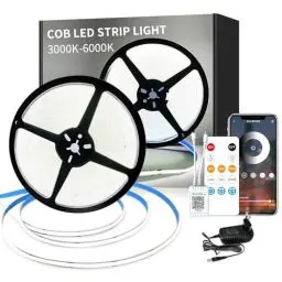 Produktbild: Yeewhale cob Led strip 20m,mit Fernbedienung,APP Steuerung,DC24V 6000k Weiß LED band,flexible Dimmbar COB LED Streifen,anwendbar auf Schlafzimmer, Raum,DIY Dekoration