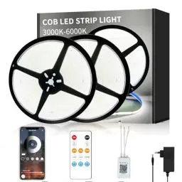 Produktbild: Yeewhale cob Led strip 30m,mit Fernbedienung,APP Steuerung,DC24V 6000k Weiß LED band,flexible Dimmbar COB LED Streifen,anwendbar auf Schlafzimmer, Raum,Schrank,DIY Dekoration