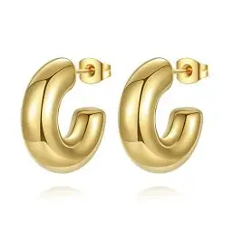 Produktbild: YeGieonr Chunky Gold Ohrringe für Damen, Leichte Edelstahl Hohle Offene Creolen mit 18K Echtem Vergoldete, Hypoallergen Modeschmuckgeschenke für Frauen und Mädchen