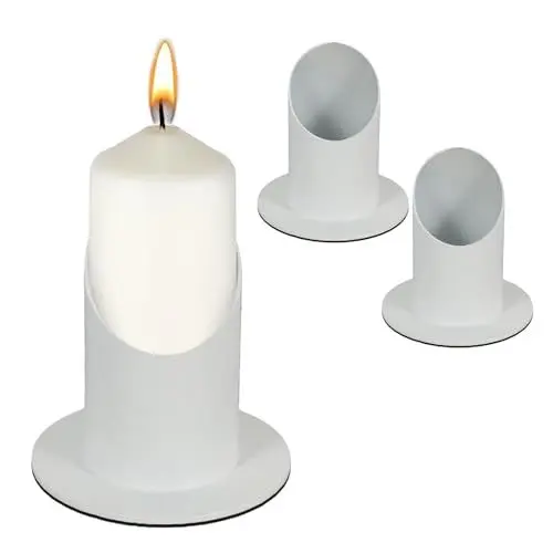 Produktbild: YEJAHY 2 Stück Kerzenständer Kommunionkerze, 4 cm Weiß Kerzenständer aus Metall, Kerzenhalter für Stabkerzen und Tischkerzen, Taufkerzenständer, Stumpenkerze, Tafelkerze