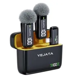 Produktbild: YEJATA Lavalier Mikrofon für Telefon mit Sender-Digitalanzeige und 40-Stunden-Ladeetui, kabelloses Lavalier-Mikrofon mit USB-Typ-C-Anschluss für Videoaufzeichnung – 2er-Set