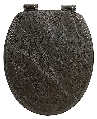 Produktbild: Yelcona WC Sitz mit Absenkautomatik mit Motiv, Klobrille mit hohem Sitzkomfort, WC Deckel mit robustem und stabilem Holzkern, hochwertiger Toilettendeckel aus Holz (Granit)