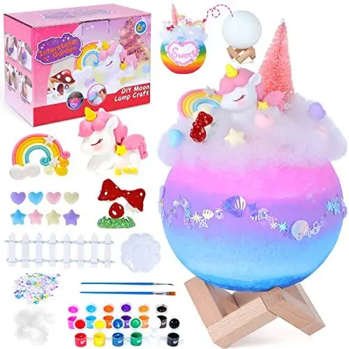 Produktbild: Yellcetoy Bastelset Kinder Mondlicht für Mädchen ab 6 Jahre, DIY Lackierung Einhorn Garten Nachtlicht Geschenke Spielzeug für Kinder Mädchen 6 7 8 9 10 11 12 Jahre