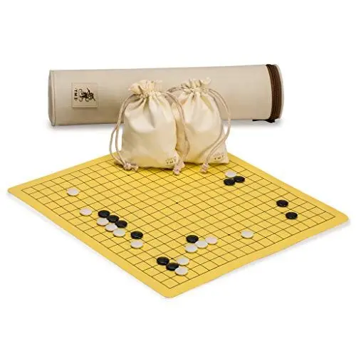 Produktbild: Yellow Mountain Imports Magnetisches 19 x 19 Tragbares Roll-Up Reise-Go-Spielbrett-Set (36,5 x 34,5 cm) mit Einzelnen Konvexen Steinen