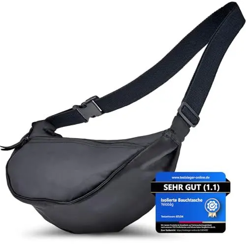 Produktbild: Yelobåg Isolierte Umhängetasche | Festival Moon Bag | Crossbody sling bag wasserfest | Stylische Schultertasche mit verstellbarem Gurt | Bauchtasche mit Isolierung | Unisex Handtasche