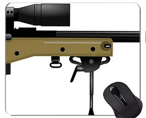 Produktbild: Einzigartige Mausunterlage Mousepad, Gewehr-Waffen-Gewehr-Mausunterlage mit genähtem Rand