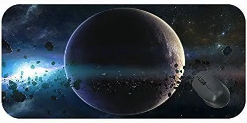 Produktbild: YENDOSTEEN Erweiterte Gaming-Mauspad Große Größe, Weltraum-Planeten Asteroiden Stars Gürtel Galaxy Mauspad mit genähten Kanten