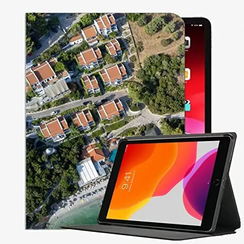 Produktbild: YENDOSTEEN Hülle Kompatibel iPad Air 2,Schutzhülle mit Ständer,Strand-Meer-Häuser Automatischem Schlaf/Aufwach