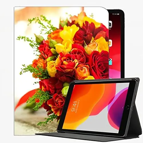 Produktbild: YENDOSTEEN Hülle für iPad Mini 5 2019 7.9 Zoll/iPad Mini 4 mit Apple Pencil Halter Auto Schlaf/Wach,Blumenstrauß Blumen Rot Gelb Rose mit Auto Schlaf-/Aufwachfunktion