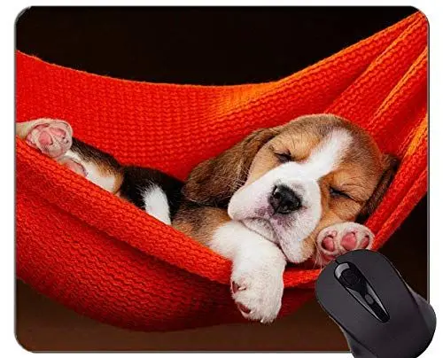 Produktbild: YENDOSTEEN Naturkautschuk-Gaming-Mauspad Gedruckt mit Tierwelpen-Beagle-Hund - Genähte Kanten