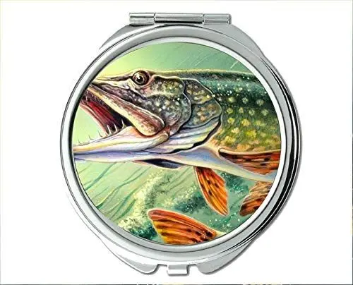 Produktbild: Spiegel, Schminkspiegel, tropischer Fischmotiv des Taschenspiegels, tragbarer Spiegel 1 X 2X Vergrößerung