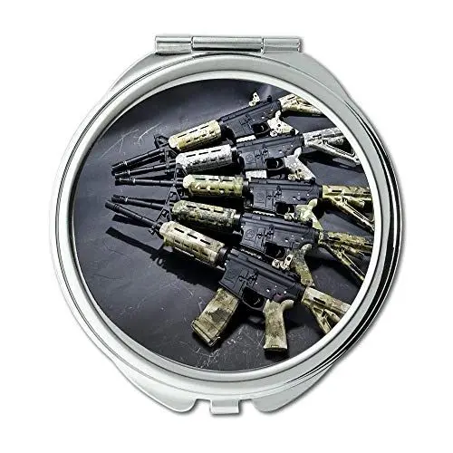 Produktbild: YENDOSTEEN Spiegel, Travel Mirror, EIN Maschinengewehrfeuer, Runder Spiegel, Beste Waffen, Taschenspiegel, tragbarer Spiegel