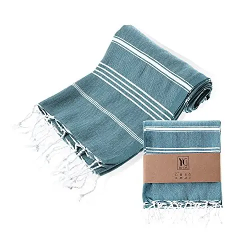 Produktbild: YENGAS Hamamtuch XXL, 95x175 cm, Großes Peshtemal Tuch, 100% Baumwolle, Oeko-TEX Zertifiziert, Badetuch für Spa, Sport, Reisen, Leicht & Platzsparend, Saunatuch, Strandtuch, Petrol