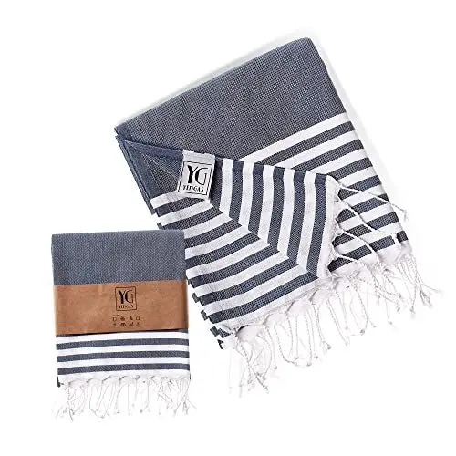 Produktbild: YENGAS Hamamtuch XXL, 95x175 cm, Oeko-TEX Zertifiziert, 100% Baumwolle, Großes Peshtemal Tuch, Badetuch für Spa, Sport, Reisen, Leicht & Platzsparend, Saunatuch, Strandtuch, Marine/Navy