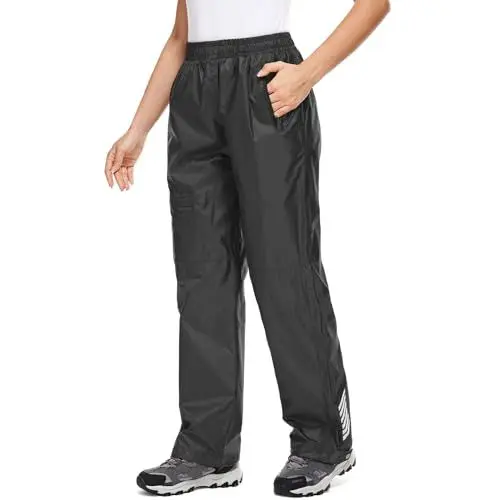 Produktbild: Yenwits Regenhose Damen Wasserdicht Atmungsaktiv Leicht Fahrrad Überziehhose Winddicht Wanderhose Outdoor Trekkinghose Arbeitshose(2090,Schwarz,XL)