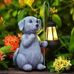 Produktbild: Yeomoo Hund Figur mit Solarlampen Gartendeko für Draußen - Dog Gartenfiguren mit Solarlaterne Garten Deko Personalisierte Geschenke für Frauen Männer Mama Geburtstag Dekoration für Balkon Terrassen