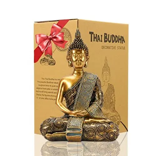 Produktbild: Yeomoo Meditation Thai Buddha Figur - 20CM Sitzend Klein für Wohnzimmer, Garten, Draußen, Zimmer, Balkon - Zen Orientalische Deko Geschenke für Frauen/Mama/Männer