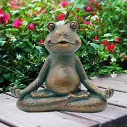 Produktbild: Yeomoo Meditation Yoga Frosch Figuren Gartendeko für Draußen,Zen Garten Frog Figur für Zimmer Schreibtisch Deko Lustige Geschenke für Frauen/Kinder/Mädchen Feengarten Home Dekoration 13CM Kupfer