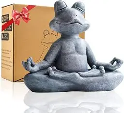 Produktbild: Yeomoo Meditation Yoga Frosch Figuren Gartendeko für Draußen – Zen Garten Frog Deko Wohnzimmer für Balkon Zimmer Home Dekoration Geschenke für Frauen/Männer/Mama Geburtstagsgeschenk Outdoor Grau 32CM
