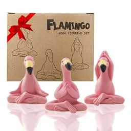 Produktbild: Yeomoo Yoga Flamingo Deko Figuren Miniatur Gartendeko für Außen, scurrile Rosa Flamingo Figur, Feengarten, Zen Dekoration für Rasen, Geschenke für Garten oder drinnen, 6 cm hoch, Set 3