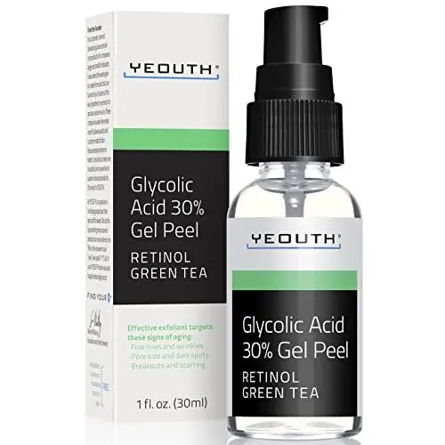Produktbild: YEOUTH Glycolic Acid Peeling Gesicht, 30% Gel Professional, Sanftes Hautpeeling mit Retinol, Peeling Gesicht Frauen und Männer, Glykolsäure für Sichtbar Glattere Haut 30ml