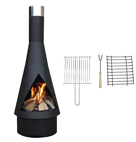 Produktbild: Yerd Gartenkamin Terrassenofen 125cm Black-Stahl Terrassenkamin Grill Edition