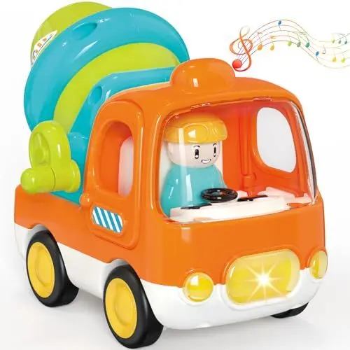 Produktbild: Yerloa Betonmischer Spielzeug ab 1 2 3 Jahre Junge Mit Musik und Licht, Spielzeugautos Kinderspielzeug ab 2 Jahre Baustellenfahrzeuge Kinder Autos Geschenk für 1 2 Jährigen Jungen