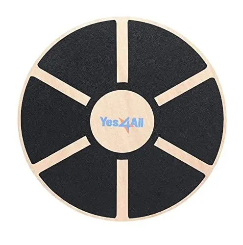 Produktbild: Yes4All Balance Board aus Holz·· Brett mit hochwertiger rutschfester Oberfläche·· Balance Trainer & Wackelbrett für das Ganzkörpertraining, Schwarz