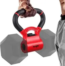 Produktbild: Yes4All D8FC Kettle Grip Griff zum Umwandeln von Hanteln in Kettlebells für Workouts, A. Rot und Schwarz, Hantel-Konverter, 0.5 kg
