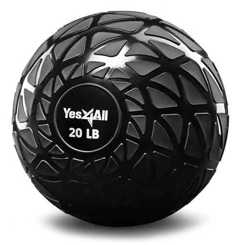 Produktbild: Yes4All Fitness-Slam-Medizinball, 9 kg, für Übung, Kraft, Krafttraining, Workout-Ball, gewichteter Ball, Gymnastikball, dynamisches Schwarz.
