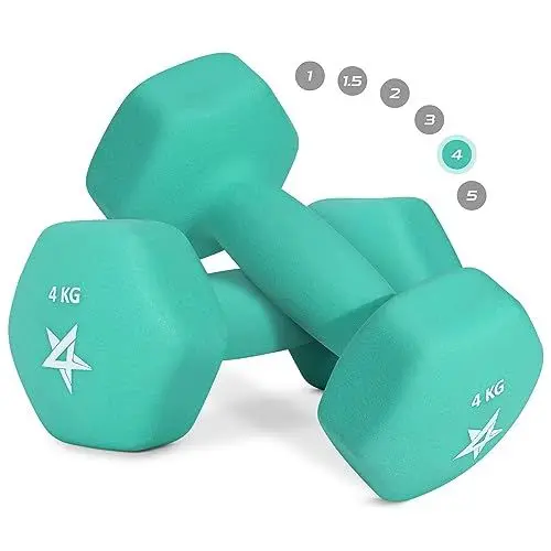Produktbild: Yes4All WCZV Hex Neopren Hanteln Set Gewichte für Krafttraining Yoga Pilate - Kurzhanteln 2er set, Dumbbells Set für Frauen Männer, 4 kg hanteln 2 er set türkisblau