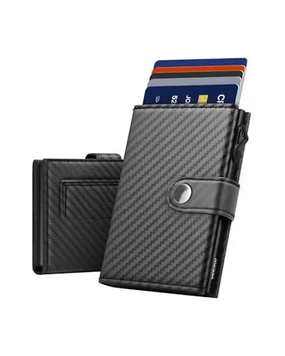 Produktbild: YESIIW Portmonee Herren Slim mit Große Kapazität Pop-up Geldbörse Herren für 7 Karten,2 Ausweis & 15+ Papiergeld, Slim Wallet mit RFID Schutz Karten Portemonnaie CardHolder(Magnetisch) Münzfach