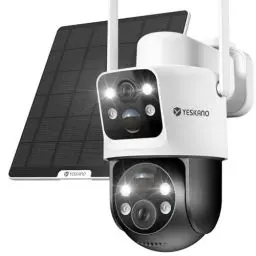 Produktbild: YESKANO 6MP Überwachungskamera Außen Solar,360° PTZ Kamera Überwachung mit Dual-Objektiv,2K Kabellos WLAN Kamera Outdoor, Dual PIR,Farbnachtsicht