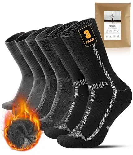 Produktbild: YESWEL 3 Paar Leichte Wandersocken Herren Damen, Abriebfeste Thermosocken mit Polsterung, Outdoor Sportsocken für Trekking Radfahren Laufen(Mehrfarbig01