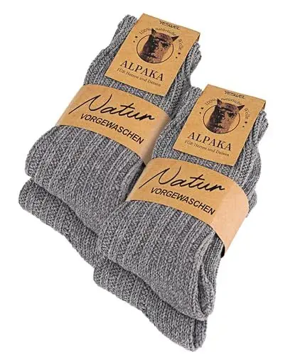 Produktbild: YESWEL 4 Paar Alpaka Thermosocken Herren Damen, Atmungsative Socken Extra Warm, Dicke Wollsocken Wintersocken （4x Grau, 39-42）