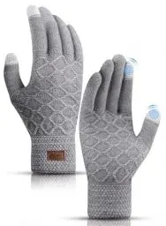 Produktbild: YESWEL Handschuhe Herren,Thermo Touchscreen, Warme Strickhandschuhe mit Fleece Innenfutter, Sporthandschuhe für Fahrrad,Laufen,Wandern,Fahren(Hellgrau)