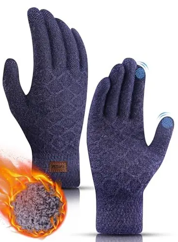 Produktbild: YESWEL Handschuhe Herren,Thermo Touchscreen, Warme Strickhandschuhe mit Fleece Innenfutter, Sporthandschuhe für Fahrrad,Laufen,Wandern,Fahren(Navy