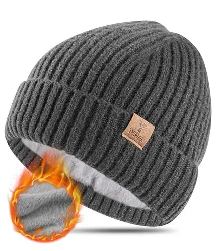 Produktbild: YESWEL Mütze Herren, Weichem Wintermütze mit Stretch,Warm Beanie mit Fleecefutter, Unisex Strickmütze für Winter(Drungrau)