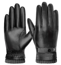 Produktbild: YESWEL Winterhandschuhe Herren,Warm PU-Lederhandschuhe,Dick Gefüttert Handschuhe,Wasserdichte Winddicht Touchscreen für Outdoor Fahren Camping(Schwarz,XL)
